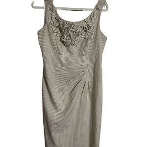 London Style Cream Striped Kids Midi Dress Sz 10